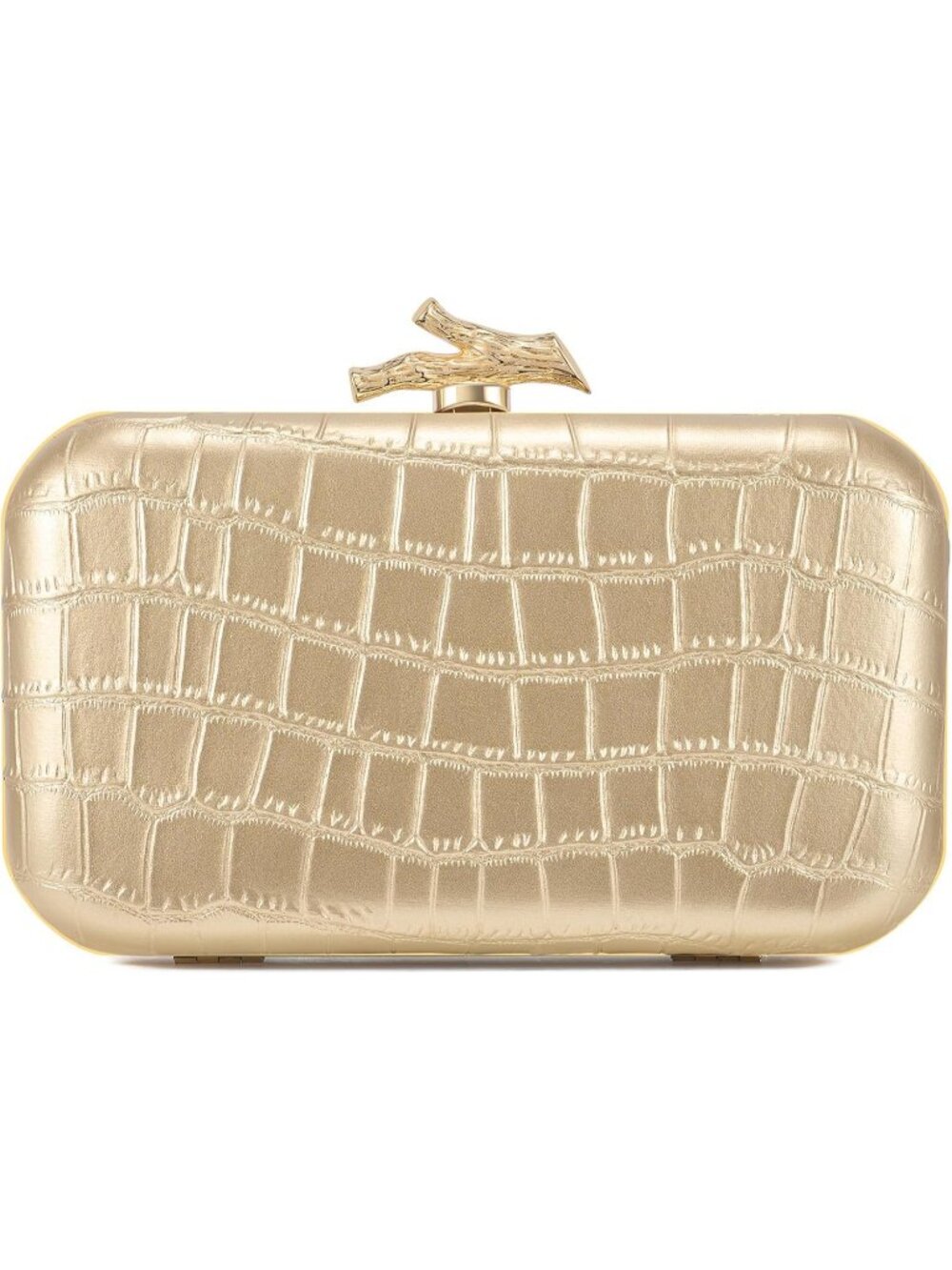 Women's Gold Pu Leather Clutch Purse Formal Chain Evening Wedding Bag